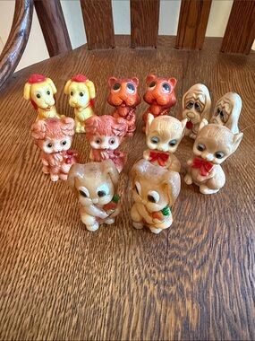 Vintage 60’s-70’s Animal Delights novelty plastic salt&pepper shakers Set of 6.